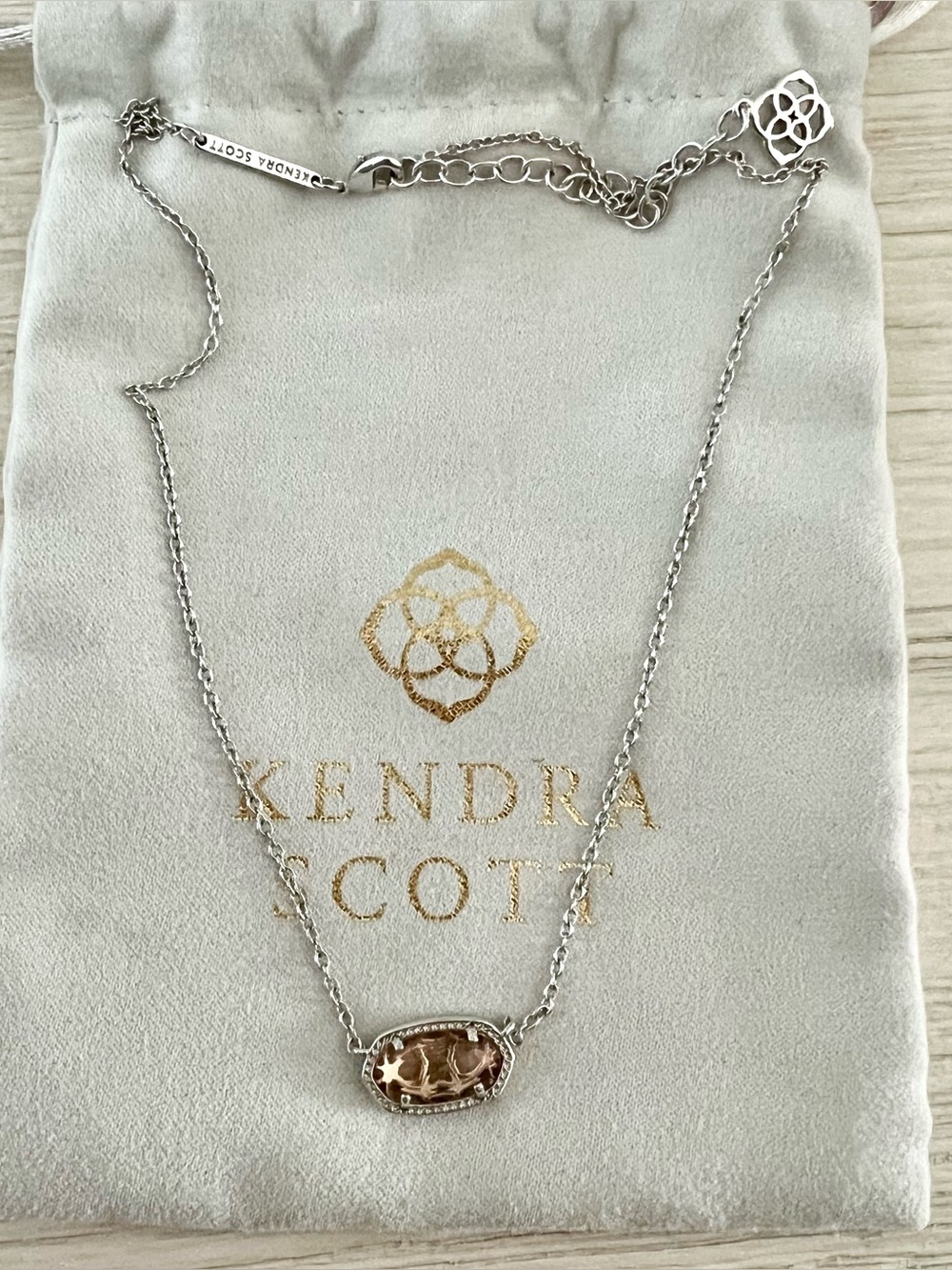 Kendra Scott Elisa Silver Necklace with Blush Stone